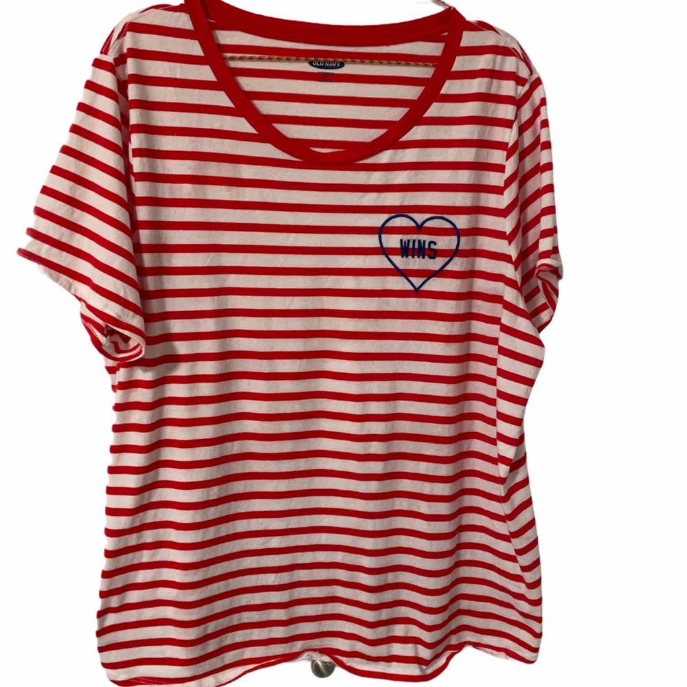 XXL tshirt red and white striped love wins 2X